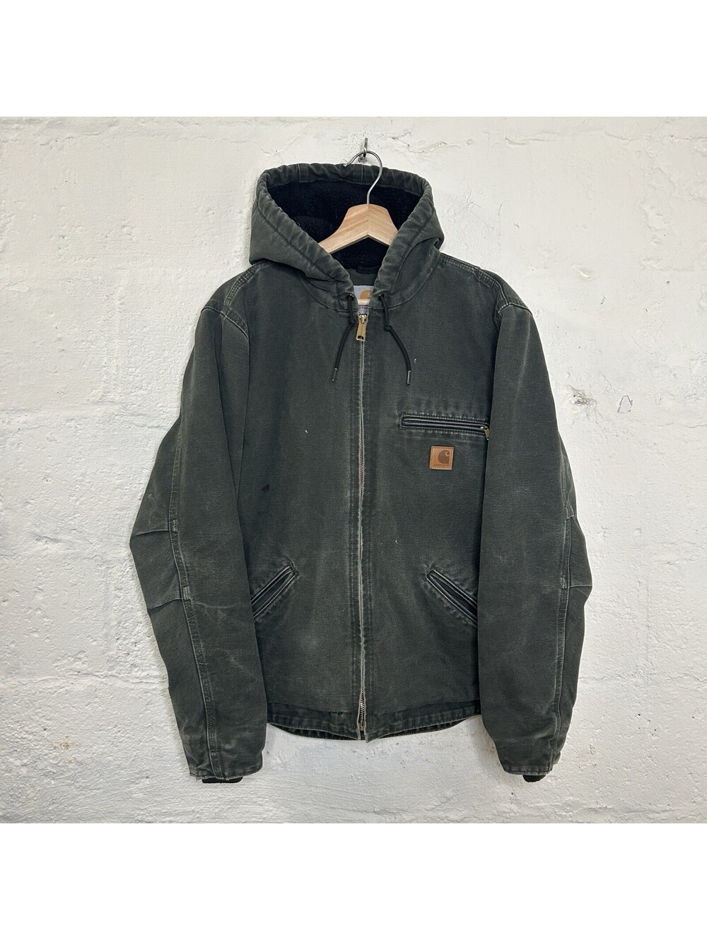 Vintage Carhartt Sherpa Hooded Detroit Jacket “Moss Green"